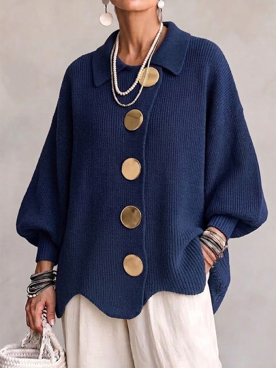 Elegant Oversized Cardigan with Statement Buttons