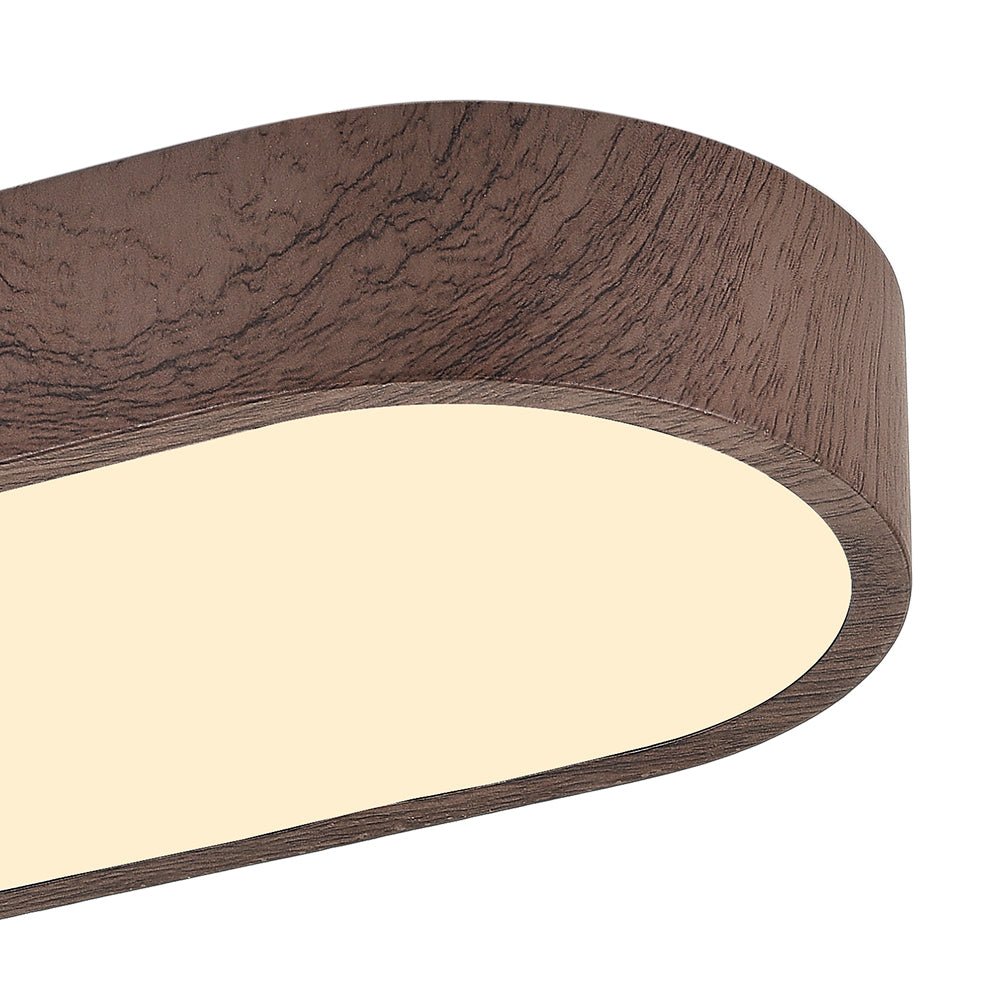Nordic Glow Oval LED Ceiling Light with Wood Accent
