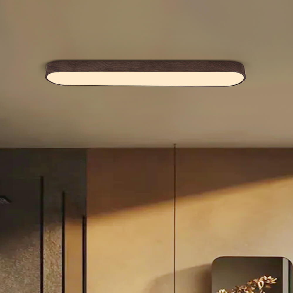 Nordic Glow Oval LED Ceiling Light with Wood Accent