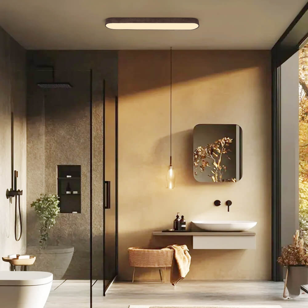 Nordic Glow Oval LED Ceiling Light with Wood Accent