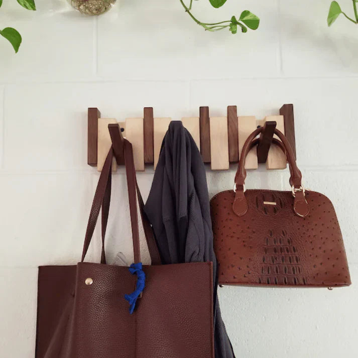 Durable Wooden Wall Coat Rack with Musical Design