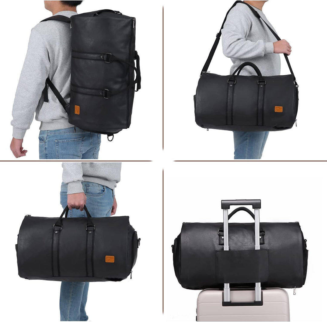 Convertible PU Leather Duffel Travel Bag – Cabin Weekend Bag