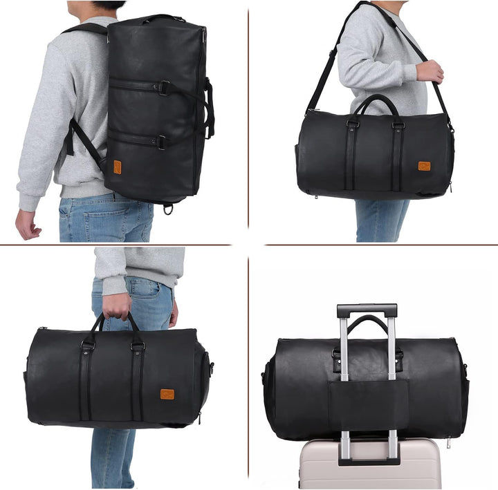 Convertible PU Leather Duffel Travel Bag – Cabin Weekend Bag