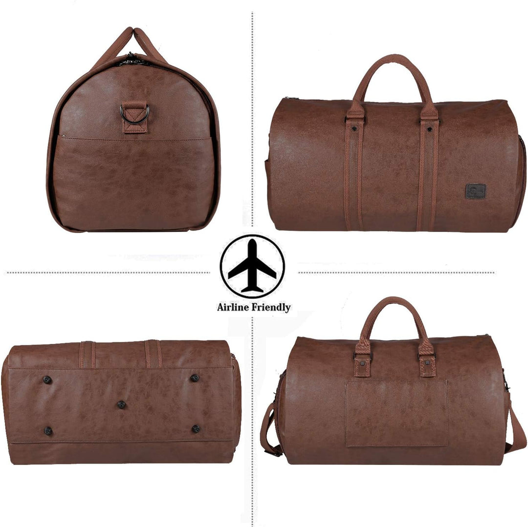 Convertible PU Leather Duffel Travel Bag – Cabin Weekend Bag