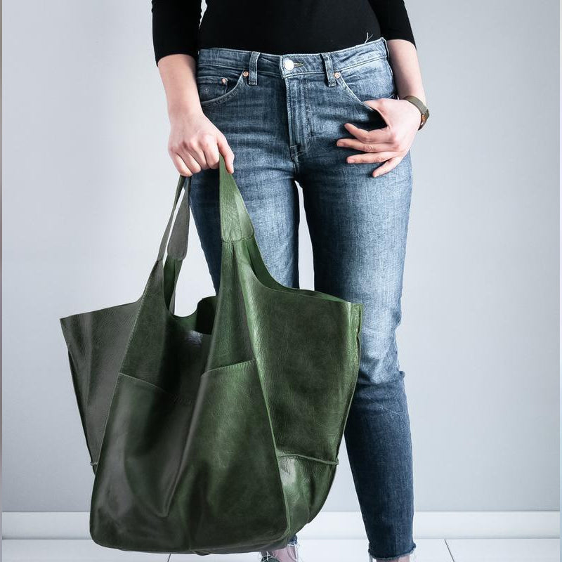 Oversized Leather Vintage Shoulder Bag for Women