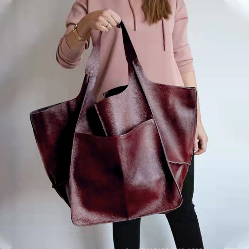 Oversized Leather Vintage Shoulder Bag for Women