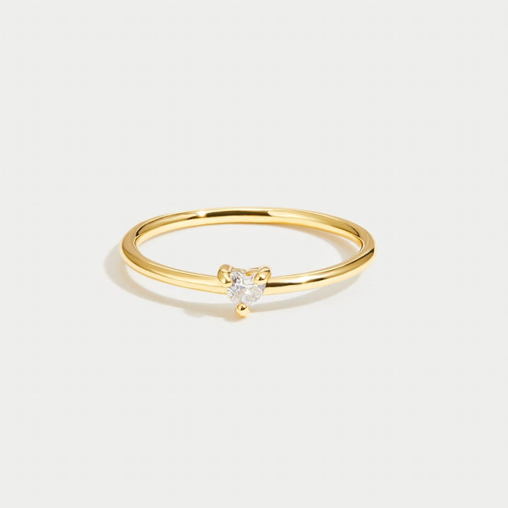 Refined cubic zirconia ring with little heart