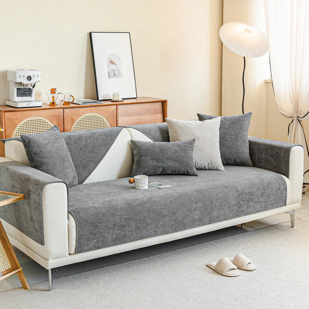 Scratch-resistant chenille sofa cover - stylish, non-slip & machine washable