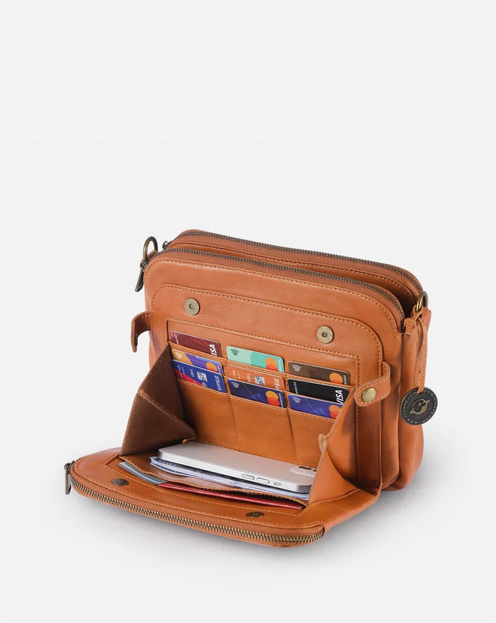 Elegant Leather Crossbody Shoulder Bag - Refinement & Space