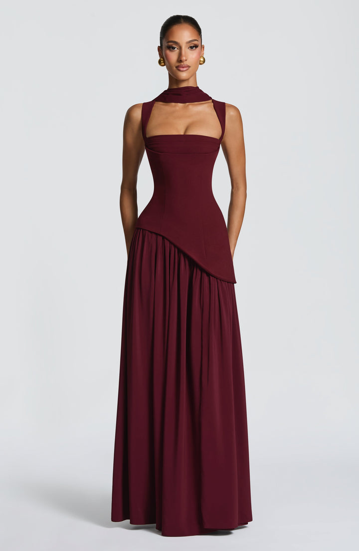 Flowing Chiffon Maxi Dress with Lace-Up Back