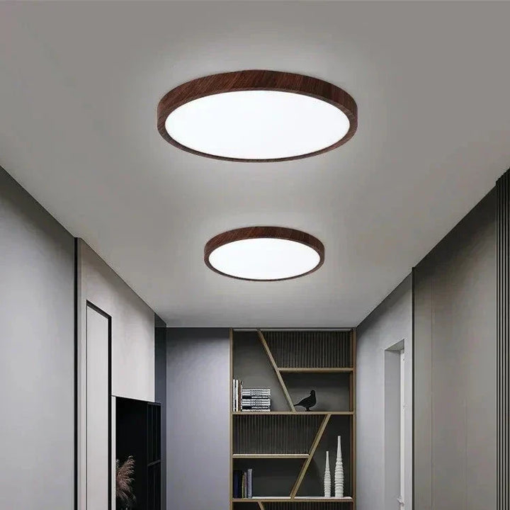 Ultra-Thin Round Walnut Wood Ceiling Light for Elegant, Modern Spaces