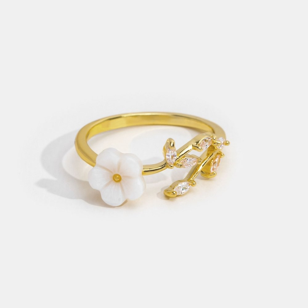 Soft white cubic zirconia flower ring