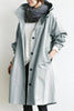 Women's Longline Hooded Trench Coat, Waterproof, Oversized Fit