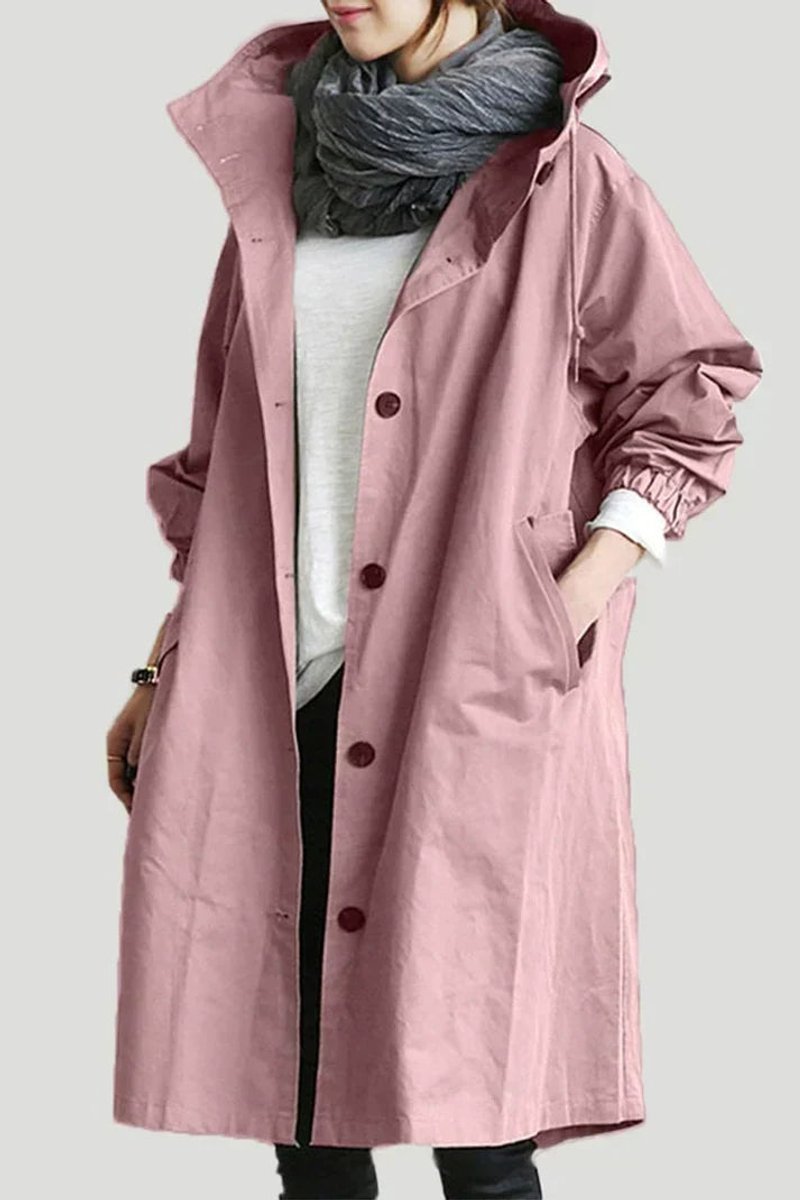 Women's Longline Hooded Trench Coat, Waterproof, Oversized Fit